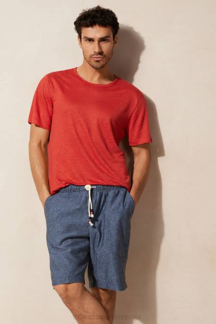 Intimissimi moški 288j-bencin modra oblačila 2R8X171 kratke hlače iz lanu in bombaža