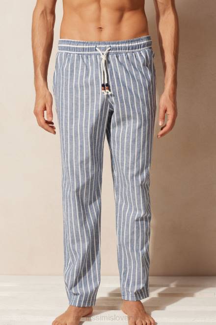 Intimissimi moški 292j-denim modre/bele lanene črte oblačila 2R8X164 črtaste lanene in bombažne hlače