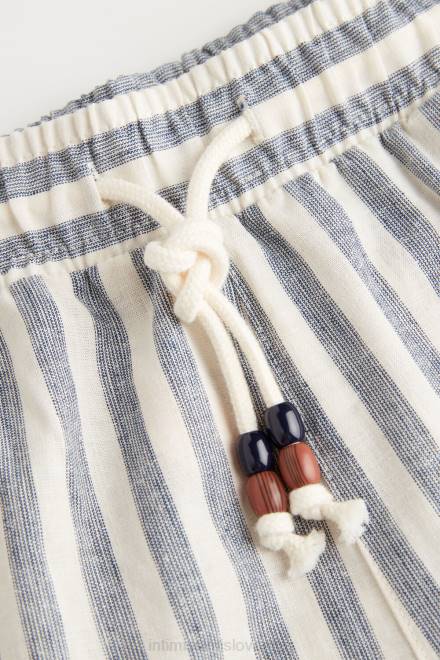 Intimissimi moški 298j-belo perilo/modre črte oblačila 2R8X177 modre črtaste lanene in bombažne hlače