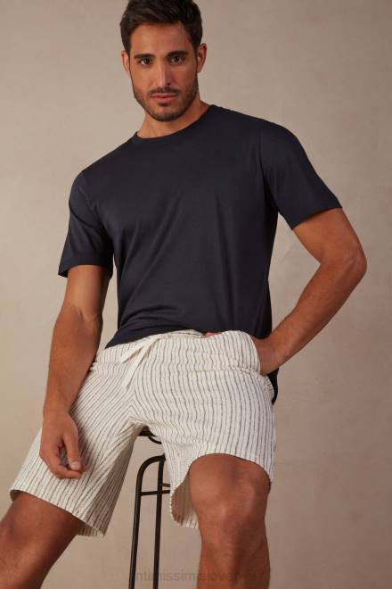 Intimissimi moški 300j-siva črta na belem oblačila 2R8X180 črtaste kratke hlače