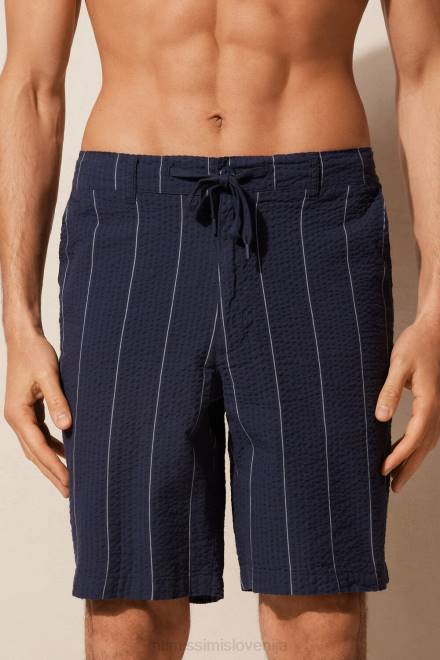 Intimissimi moški 305j črtasto modra oblačila 2R8X174 seersucker kratke hlače z vrvico