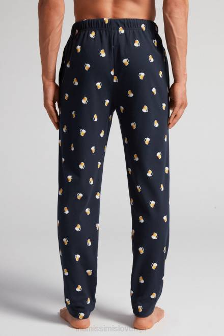 Intimissimi moški 369j-blu notte st.birre oblačila 2R8X168 bombažne hlače po celi dolžini s potiskom piva