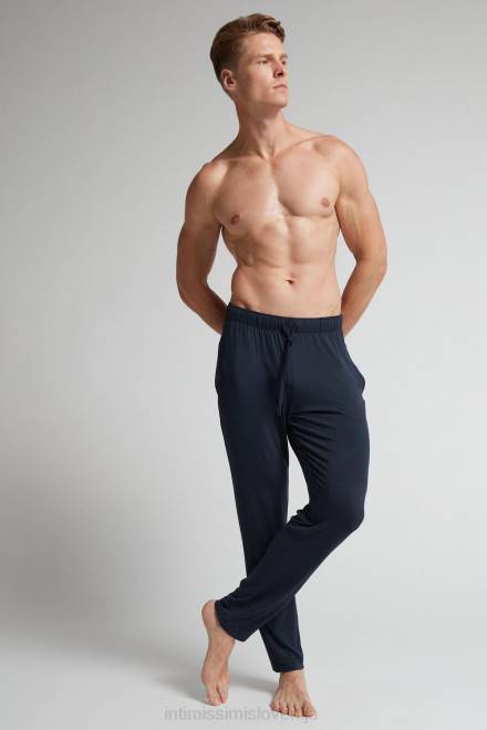 Intimissimi moški 800-polnočno modra oblačila 2R8X261 dolge svilene in modalne hlače