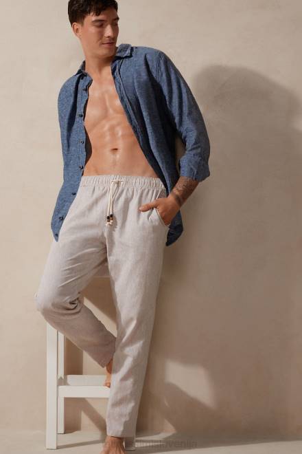 Intimissimi moški 917i-belo perilo oblačila 2R8X208 lanene in bombažne hlače