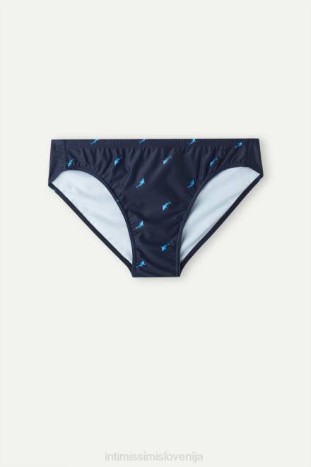 Intimissimi moški 285j-tisk morskega psa temno modra oblačila 2R8X438 kopalke s potiskom morskega psa