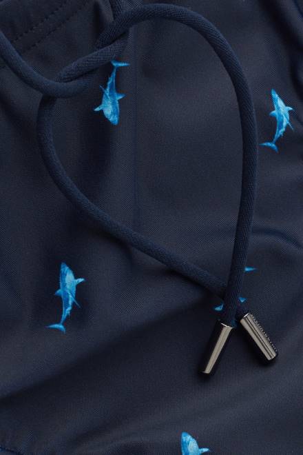 Intimissimi moški 285j-tisk morskega psa temno modra oblačila 2R8X438 kopalke s potiskom morskega psa