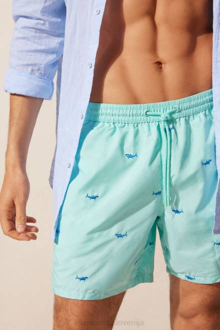 Intimissimi moški 256j-modrenozelena vezenina morskega psa oblačila 2R8X411 kopalke z izvezenim morskim psom