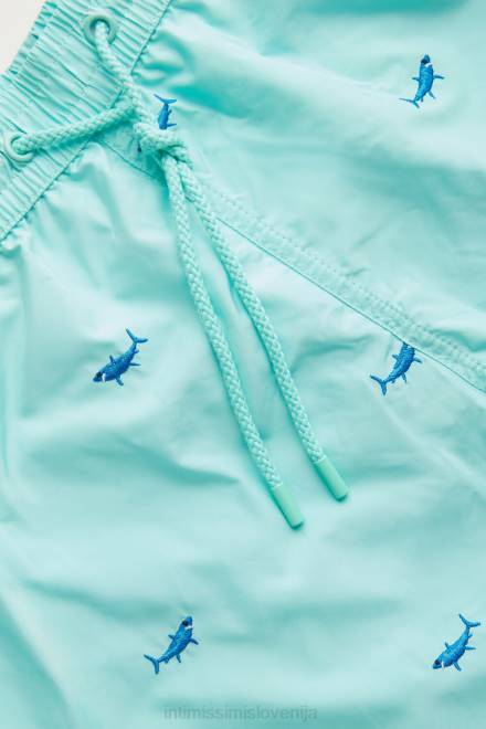 Intimissimi moški 256j-modrenozelena vezenina morskega psa oblačila 2R8X411 kopalke z izvezenim morskim psom