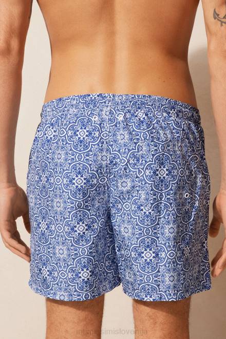 Intimissimi moški 263j-majolika tisk belo modra oblačila 2R8X423 modre kopalke s potiskom maiolike