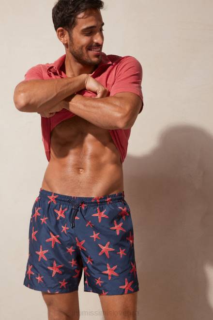 Intimissimi moški 275j-morska zvezda-potisk temno modra oblačila 2R8X404 kratke kopalke s potiskom morskih zvezd