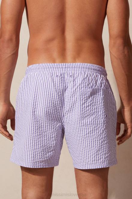 Intimissimi moški 278j-bela/lila oblačila 2R8X440 črtaste kopalne kratke hlače seersucker