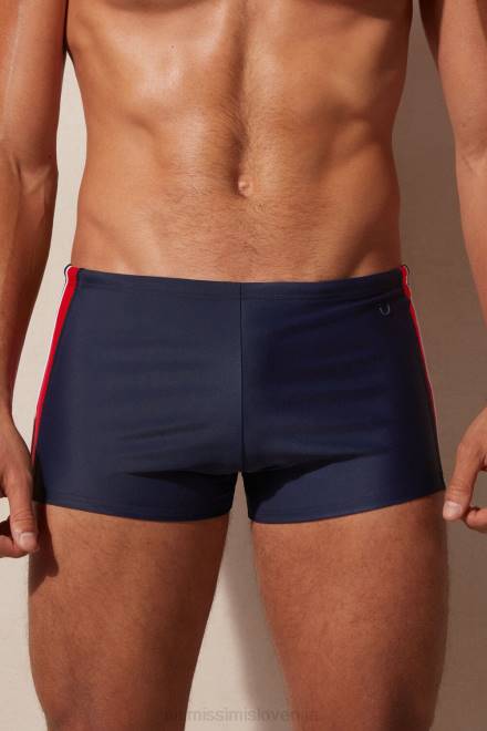 Intimissimi moški 287j-temno modra/rdeča oblačila 2R8X436 kopalke kvadratnega kroja s trakovi ob strani