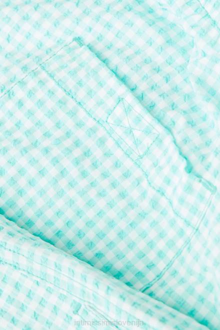Intimissimi moški 938i-bela/svetlo vodno zelena oblačila 2R8X418 kopalke kratke hlače gingham seersucker
