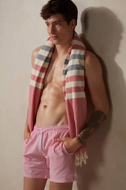 Intimissimi moški 939i-bela/rdeča oblačila 2R8X448 črtaste kopalne kratke hlače seersucker