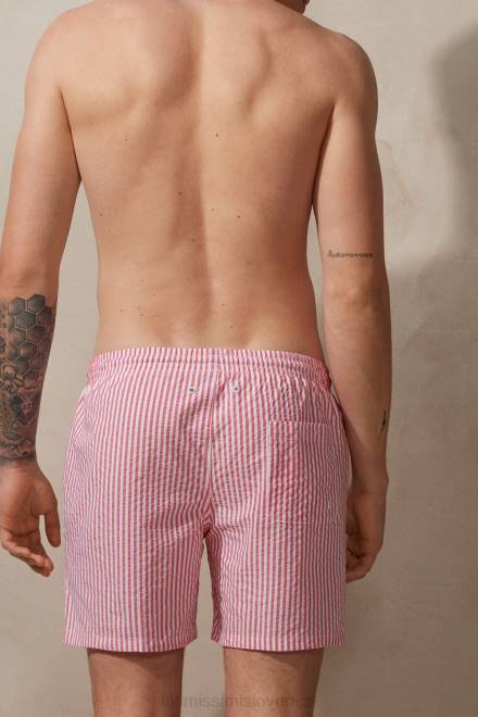 Intimissimi moški 939i-bela/rdeča oblačila 2R8X448 črtaste kopalne kratke hlače seersucker