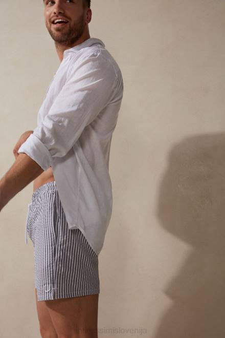 Intimissimi moški 981i-bela/modra oblačila 2R8X444 črtaste kopalne kratke hlače seersucker