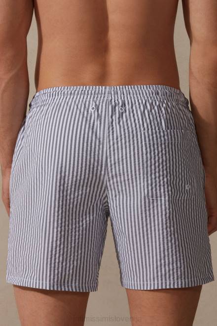 Intimissimi moški 981i-bela/modra oblačila 2R8X444 črtaste kopalne kratke hlače seersucker