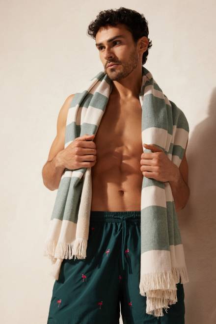 Intimissimi moški 284j-temno zelena/vrvica bež pripomoček 2R8X413 žakard brisača za plažo