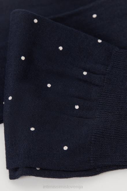 Intimissimi moški 049j-polka dot-tisk polnočno modra nogavice 2R8X340 dolge nogavice iz vzorčastega bombaža lisle