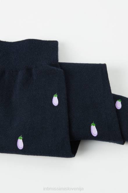 Intimissimi moški 188j-potisk jajčevca temno modra nogavice 2R8X331 dolge vzorčaste bombažne nogavice