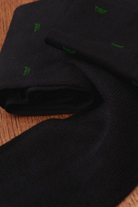 Intimissimi moški 195j-papirnati čoln-potisk črn nogavice 2R8X321 dolge nogavice iz vzorčastega bombaža lisle