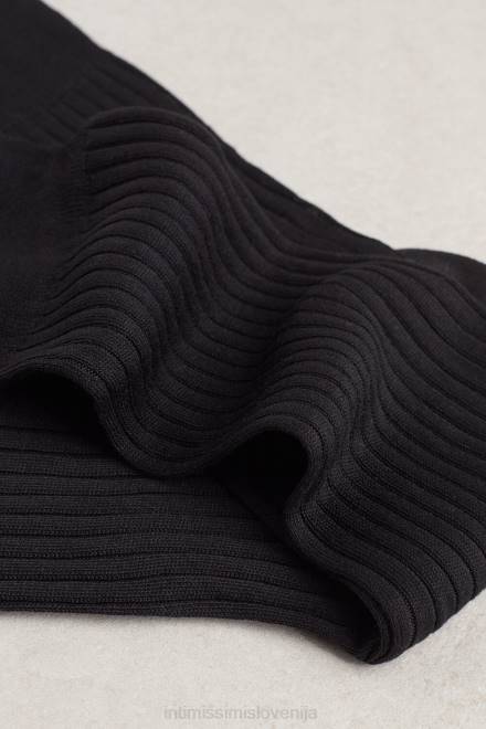 Intimissimi moški 019-črna nogavice 2R8X392 kratke rebraste bombažne nogavice
