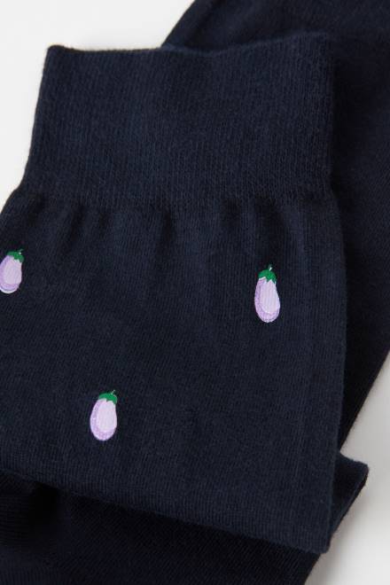 Intimissimi moški 188j-potisk jajčevca temno modra nogavice 2R8X332 kratke vzorčaste bombažne nogavice