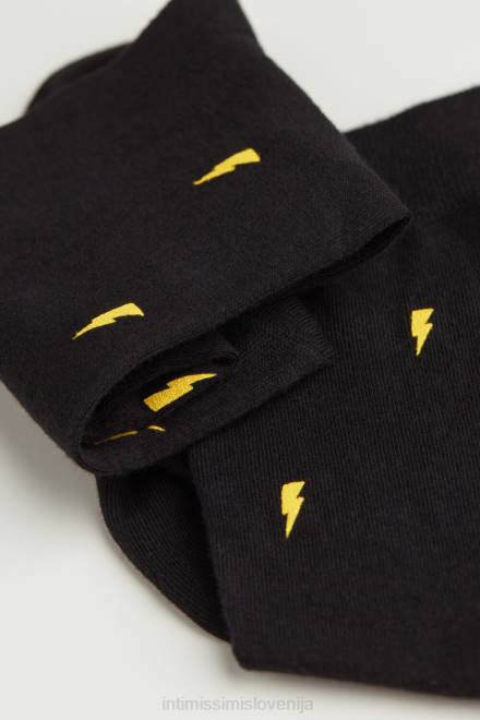 Intimissimi moški 197j-tisk strele črn nogavice 2R8X324 kratke vzorčaste bombažne nogavice