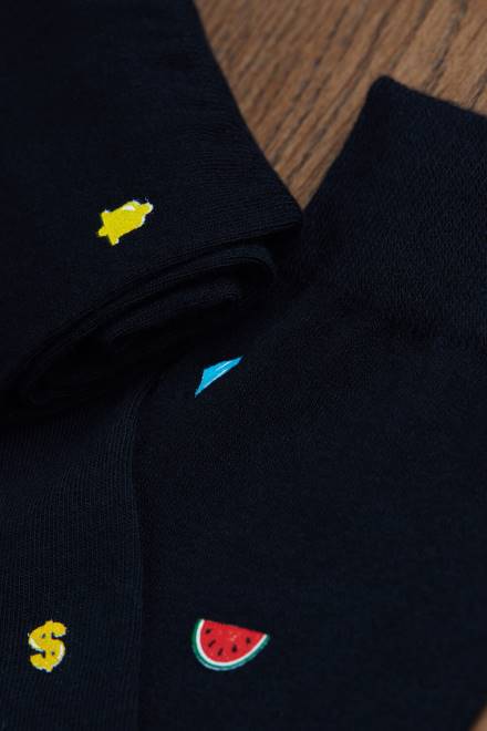 Intimissimi moški 199j-igralni avtomat-tisk črn nogavice 2R8X330 kratke vzorčaste bombažne nogavice