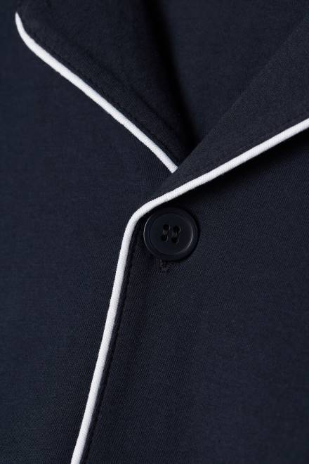 Intimissimi moški 800-polnočno modra oblačila 2R8X300 bombažna odprta polna pižama z rebrastim pike vzorcem