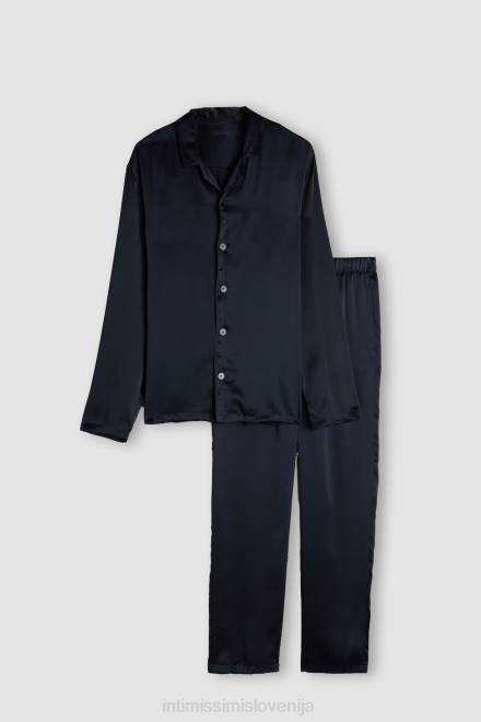 Intimissimi moški 800-polnočno modra oblačila 2R8X308 dolga svilena pižama s pasovi