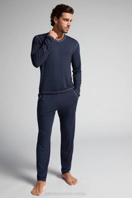 Intimissimi moški 800-polnočno modra oblačila 2R8X311 dolge mikromodalne pižame