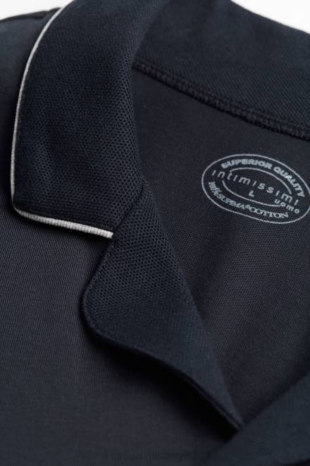 Intimissimi moški 800-polnočno modra oblačila 2R8X312 odrezana pižama z gumbi spredaj iz supima bombaža