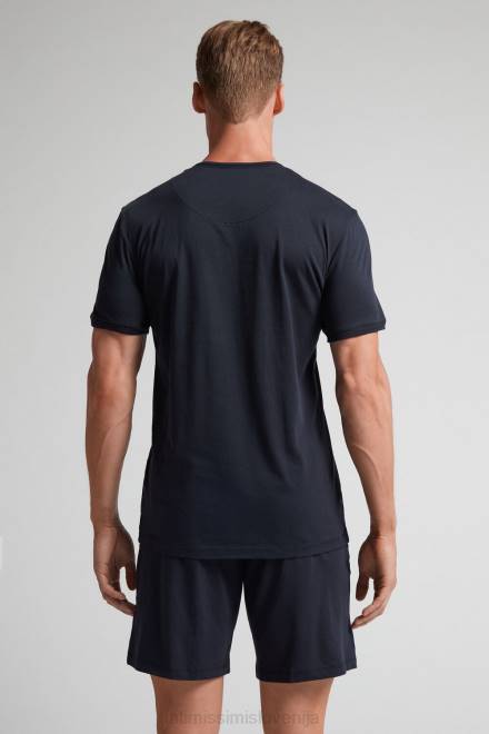 Intimissimi moški 800-polnočno modra oblačila 2R8X313 skrajšana osnovna bombažna pižama supima