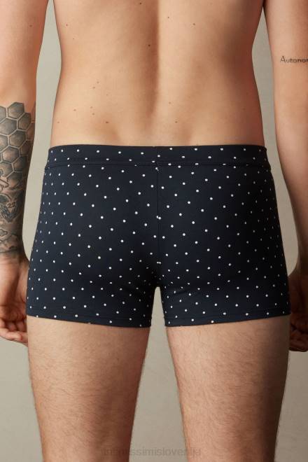 Intimissimi moški 049j-polka dot-tisk polnočno modra spodnje perilo 2R8X66 boksarice na pike iz raztegljivega bombaža Supima