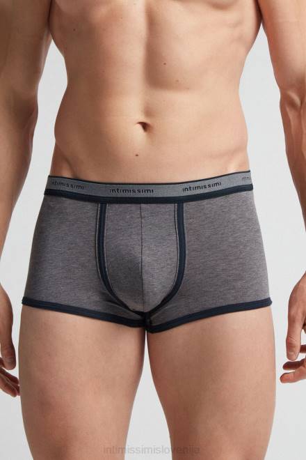 Intimissimi moški 080i-ogljeno siva melanž/modra spodnje perilo 2R8X37 naravne sveže bombažne boksarice supima z logotipom