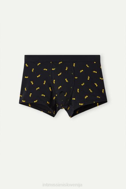 Intimissimi moški 184j-trobenta-potisk polnočno modra spodnje perilo 2R8X36 bombažne boksarice iz raztegljivega supima trobente