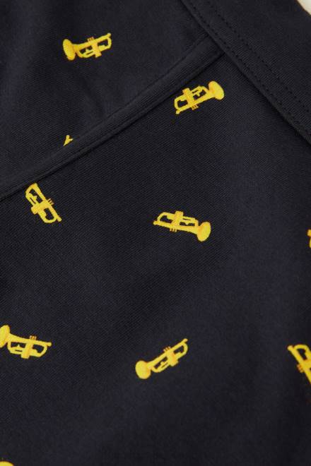 Intimissimi moški 184j-trobenta-potisk polnočno modra spodnje perilo 2R8X36 bombažne boksarice iz raztegljivega supima trobente