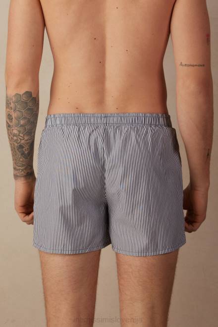 Intimissimi moški 325j-bela/modra črta spodnje perilo 2R8X32 boksarice s potiskom