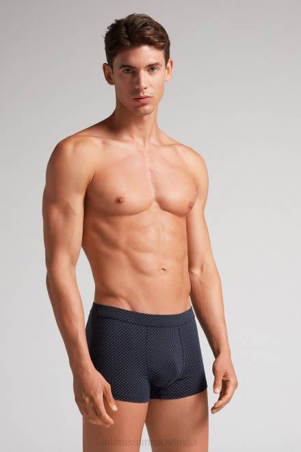 Intimissimi moški 364j-blu notte st.pois bianco spodnje perilo 2R8X4 naravne sveže bombažne boksarice supima z mikro pikami