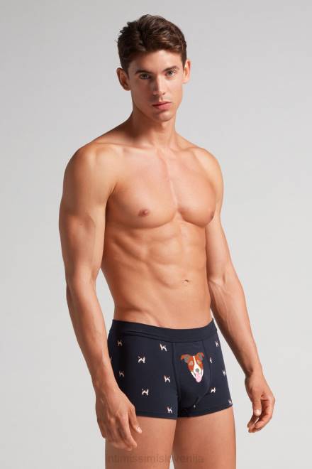 Intimissimi moški 368j-blu notte st.jack russel spodnje perilo 2R8X3 naravne sveže bombažne boksarice supima jack russell