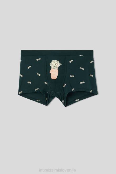 Intimissimi moški 370j-verde scuro st.soldi spodnje perilo 2R8X2 boksarice za denar iz naravnega svežega supima bombaža