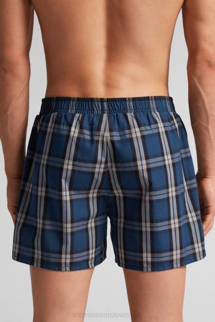 Intimissimi moški 375j-check srednje modra/nero spodnje perilo 2R8X13 boksarice s potiskom