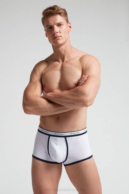 Intimissimi moški 6986-bela/modra spodnje perilo 2R8X39 naravne sveže bombažne boksarice supima z logotipom