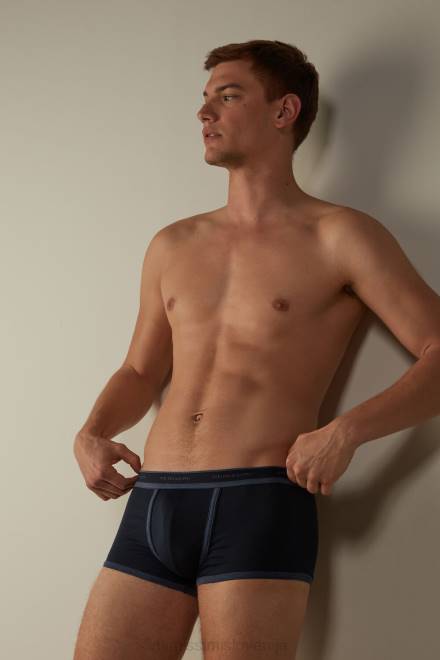 Intimissimi moški 844i-polnočno modra/mešanica denim modre spodnje perilo 2R8X88 bombažne boksarice iz raztegljivega supima z detajlom logotipa