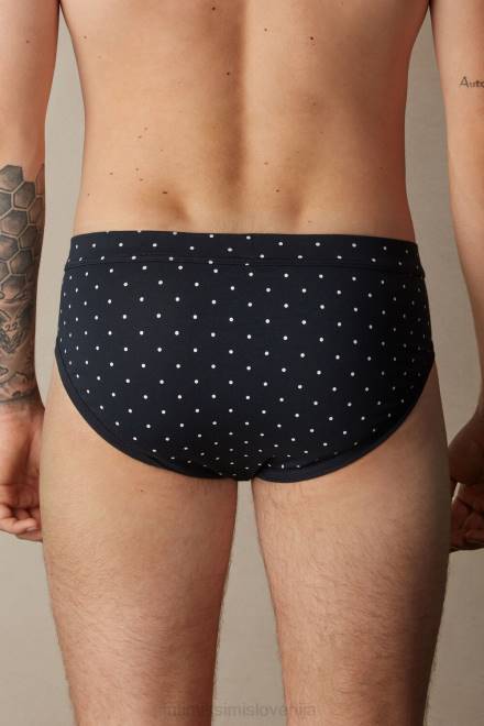 Intimissimi moški 049j-polka dot-tisk polnočno modra spodnje perilo 2R8X67 raztegljive hlačke iz bombaža Supima na pike
