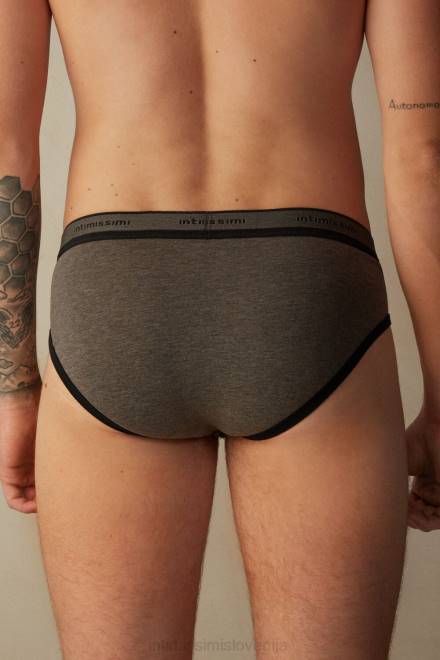 Intimissimi moški 128j-rjava melanž/črna spodnje perilo 2R8X61 raztegljive bombažne hlačke Supima z detajlom logotipa