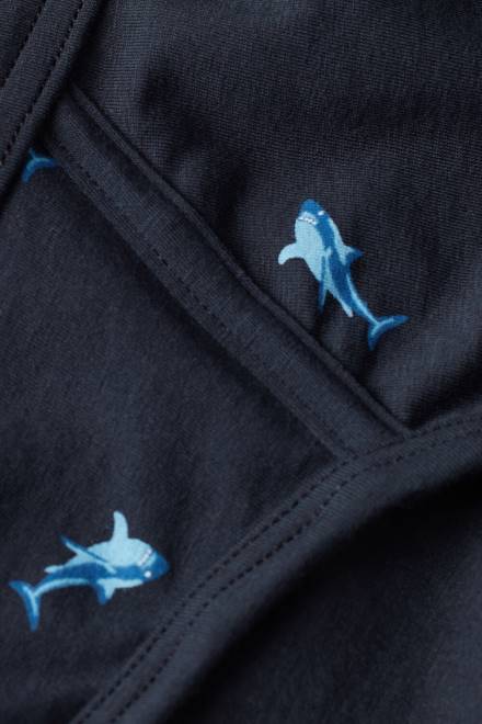 Intimissimi moški 315j-potisk morskega psa polnočno modra spodnje perilo 2R8X29 Naravne sveže bombažne hlačke Supima s potiskom morskega psa