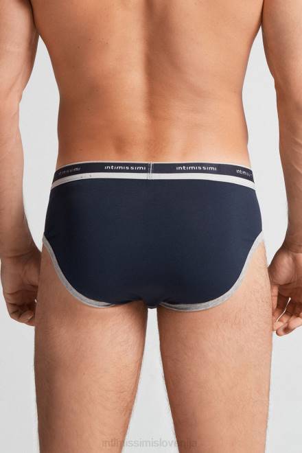 Intimissimi moški 320j-polnočno modra/svetlo siva melanž spodnje perilo 2R8X26 naravne sveže bombažne hlačke Supima z logotipom
