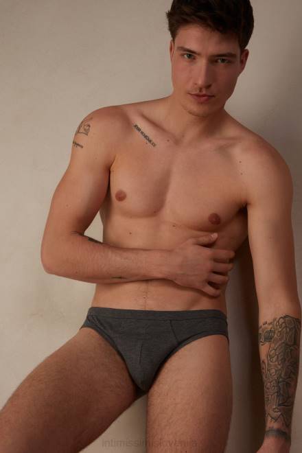 Intimissimi moški 5227-ogljeno siv melanž spodnje perilo 2R8X53 raztegljive bombažne hlačke supima z nizko postavo